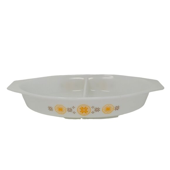 Vintage Pyrex 963 Town and Country 1.5 Quart Divided Casserole Dish - Picture 1 of 13